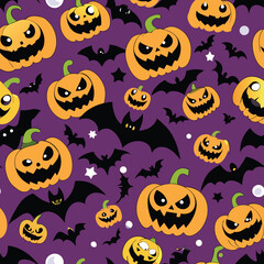 Halloween Seamless Pattern Vector Design
