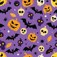 Halloween Seamless Pattern Vector Design