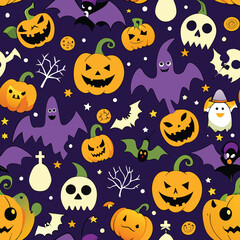 Halloween Seamless Pattern Vector Design