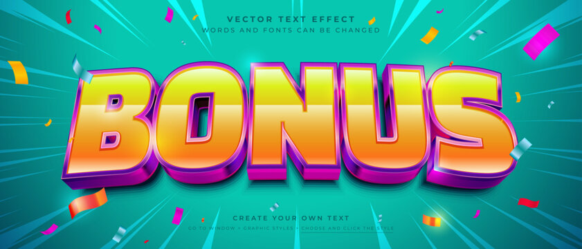 Big bonus text effect on abstract background, Discount promotion jackpot vector graphic style