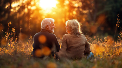 Happy senior couple spending time together in nature.