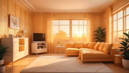 Photo interior modern design room 3d illustration;