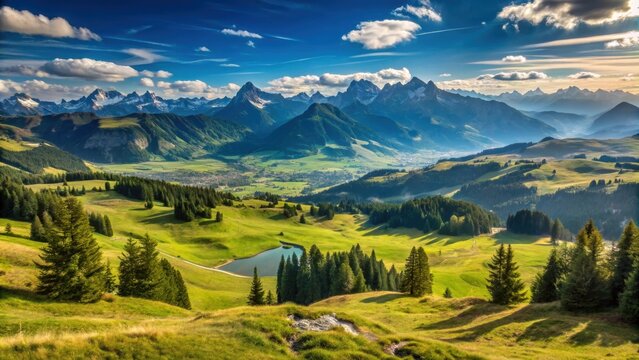 Stoos moorland plateau with stunning Swiss Alps view from Klingenstock, Switzerland, Stoos, moorland, plateau, Klingenstock