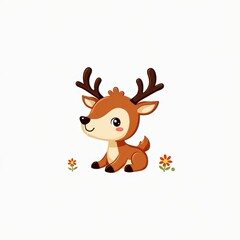 Adorable Cute Baby Deer Illustration with Flowers - Perfect for Children's Books, Nursery DÃ©cor, and Educational Material