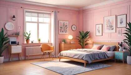 Fototapeta premium Photo interior modern design room 3d illustration;