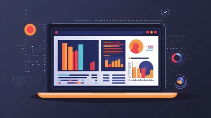 Laptop screen showing a submitted research article with various data visualizations such as graphs charts and diagrams ready for peer review and scientific publication