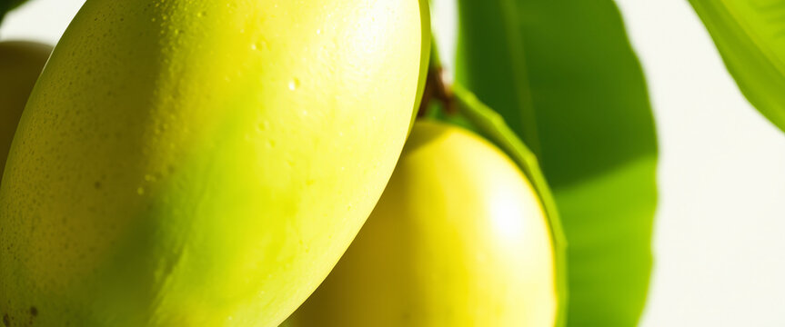 Close-up of a Yellow Fruit with Green Leaves