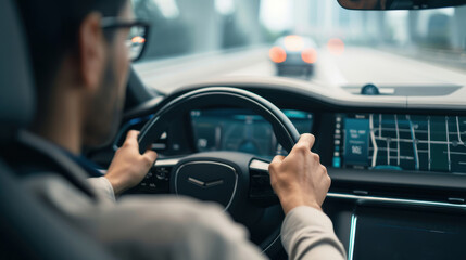 Cutting-Edge Augmented Reality Navigation in Smart Cars. Futuristic Technology Paving the Way for Autonomous Driving, Revolutionizing Road Safety and User Experience in Next-Generation Vehicles.