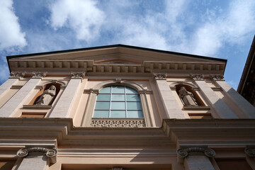 Historic Sante Maria Maddalena e Teresa church along via Italia in Monza, Italy