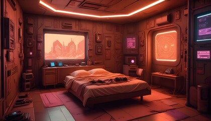 Photo interior modern design room 3d illustration;