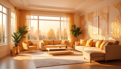 Fototapeta premium Photo interior modern design room 3d illustration;