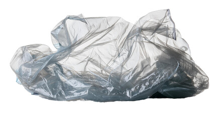 Fototapeta premium crumpled plastic film, isolated on white background, cut out, transparent