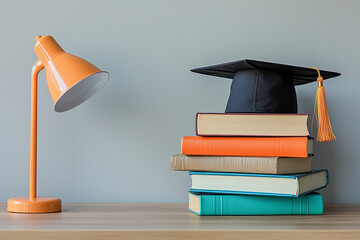 graduation cap and books. International Education Day
