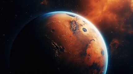 Naklejka premium fictional planet mars in outer space