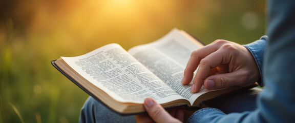 Reading the Bible in the Sunset