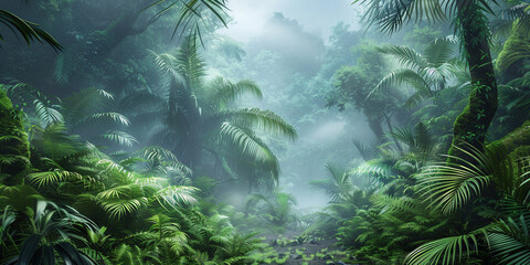 Forest with foggy at rainy season in tropicana
