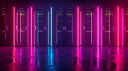 Neon World Map with Data Lines, Business Theme, , Neon, Data Lines