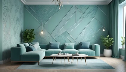 Photo interior modern design room 3d illustration;