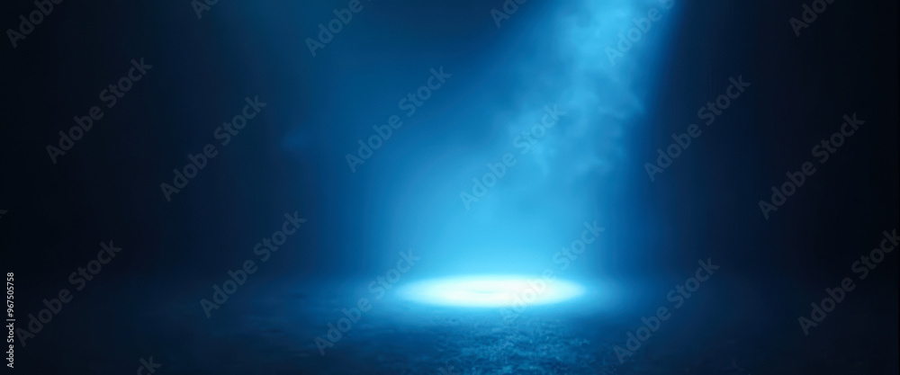 Canvas Prints Blue Spotlight on a Dark Background