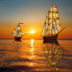 Fototapeta premium sailboat at sunset
