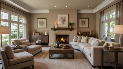 Fototapeta premium living room with fireplace