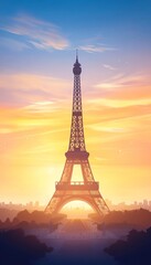 Landmarks illustration background Impressionism