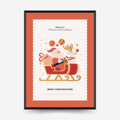 Merry Christmas and Happy New Year vertical flyer or poster template. Modern trendy minimal style. Hand drawn design for wallpaper, wall decor, print, postcard, cover, template, banner.