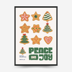 Merry Christmas and Happy New Year vertical flyer or poster template. Modern trendy minimal style. Hand drawn design for wallpaper, wall decor, print, postcard, cover, template, banner.