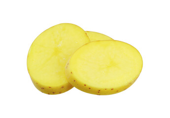 Sliced Raw Potato isolated on white background.
