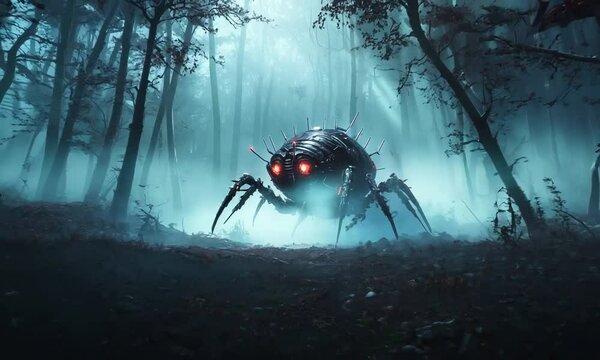 Mechanical Spider in the Forest