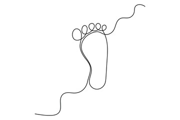 Continuous single line of foot sole drawing outline vector art illustration
