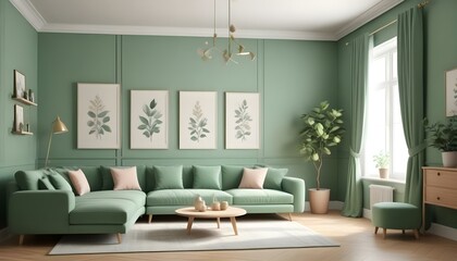Photo interior modern design room 3d illustration;