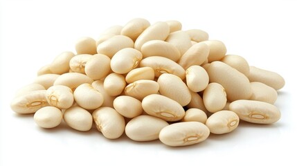 Dried White Beans Piled on a Clean Surface Ready for Cooking or Baking in a Kitchen Setting