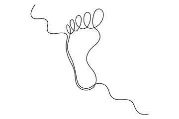 Continuous single line of foot sole drawing outline vector art illustration

