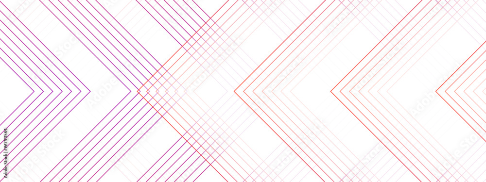 Poster Modern abstract red background with glowing geometric connection lines. Red and white futuristic architecture blueprint concept. Modern shiny colorful rounded square lines pattern