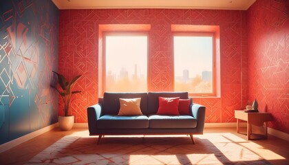 Photo interior modern design room 3d illustration;