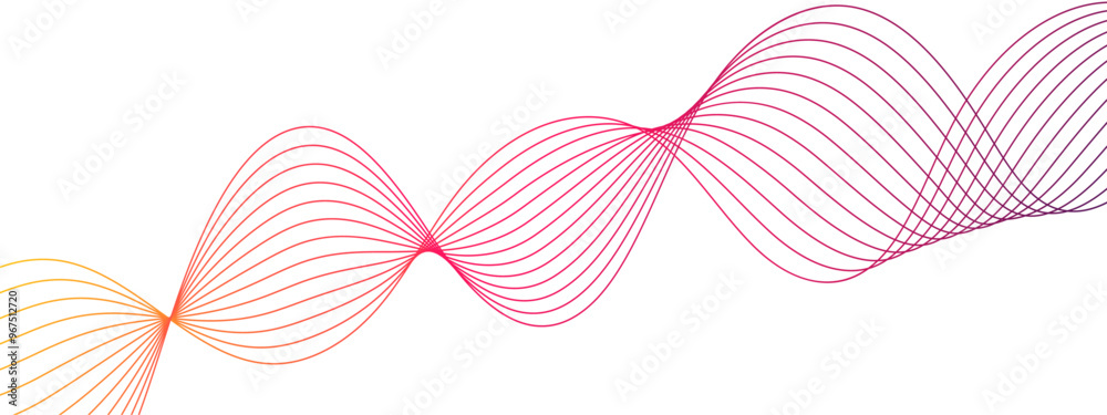 Poster Abstract futuristic blend Curved wavy technology lines.  Curved wavy line, smooth stripes. Modern stream wave background and Sound waves technology curve flow wave lines.