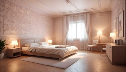 Photo interior modern design room 3d illustration;