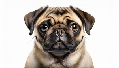 Cute pug portrait with expressive eyes, showcasing the charming personality and unique features of this beloved dog breed.