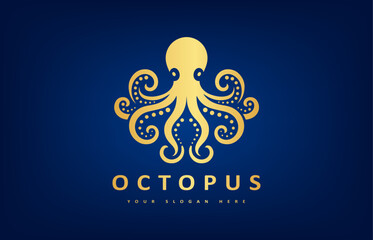 Octopus animal logo. Underwater design