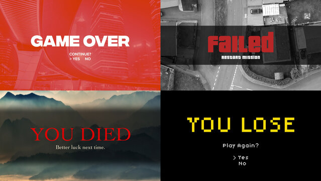 Game Over End Screen Title Overlay