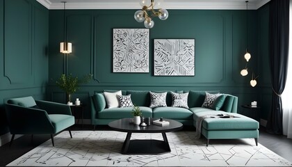 Photo interior modern design room 3d illustration;