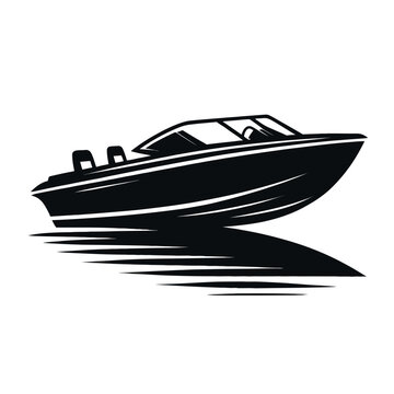 black speedboat racing on water clip art preview
