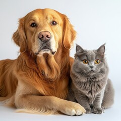 Golden Retriever and Cat Best Friends: A Portrait of Companionship