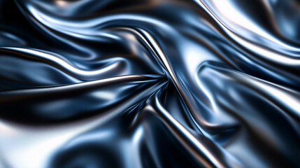 Fototapeta premium Blue Metallic Silk Draping Effect Digital Art