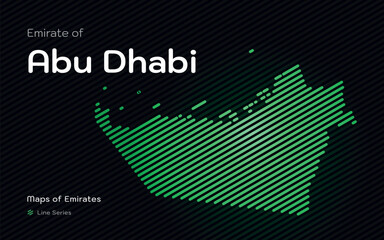 Fototapeta premium Abstract Map of Emirate of Abu Dhabi in a line stipes Pattern. Maps of Emirates UAE