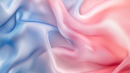 Obraz premium Soft flowing fabric in pastel blue and pink shades, abstract background. Elegance and fluidity concept