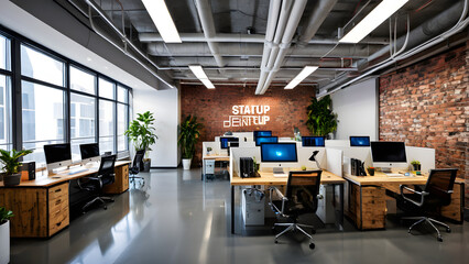 Startup office interior design, startup meeting room, modern office, small company office interior design, ai generated