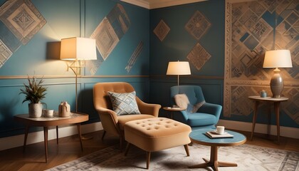 Photo interior modern design room 3d illustration;