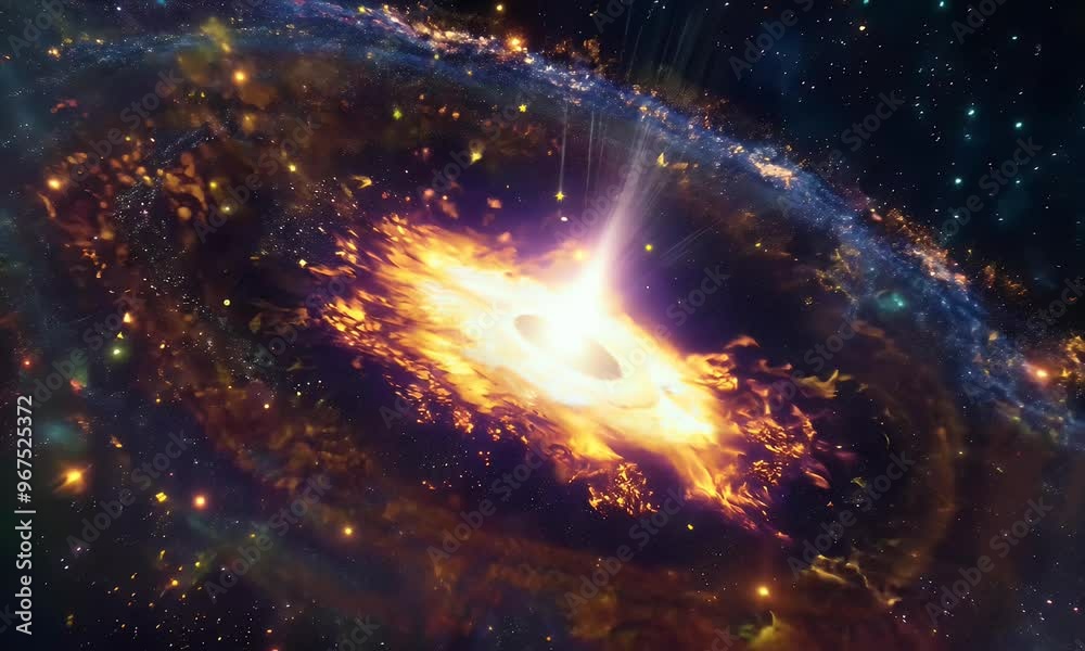 Wall mural expansive explosion of light and particles, representing the birth of the universe in a dark, starle